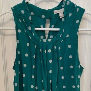 Flowy green and white polka dot tank top